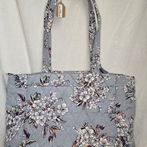 Vera Bradley Floral Tote - Blue and Pink